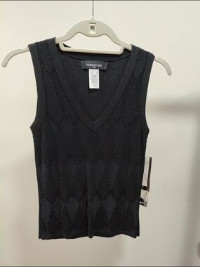 Jones New York Petite Beaded Knit V-Neck Tank Top